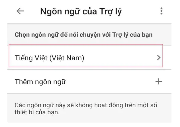 Chọn ngôn ngữ Google Assistant